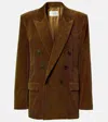 Saint Laurent Corduroy Double-breasted Blazer In Brown