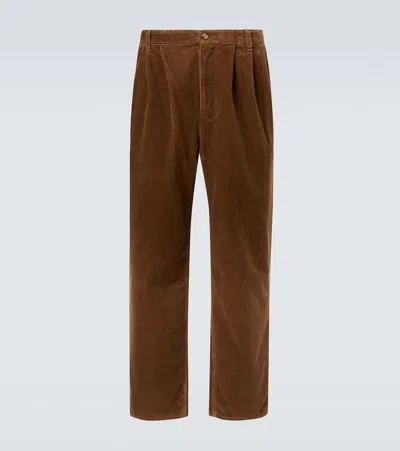 Saint Laurent Cotton Corduroy Wide-leg Pants In Brown