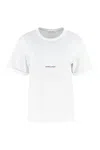 Saint Laurent Basic White T-shirt With Miiddle Logo Print In Cotton Woman