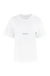 Saint Laurent Basic White T-shirt With Miiddle Logo Print In Cotton Woman In White
