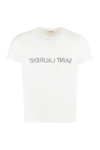 Saint Laurent Cotton Crew-neck T-shirt In White