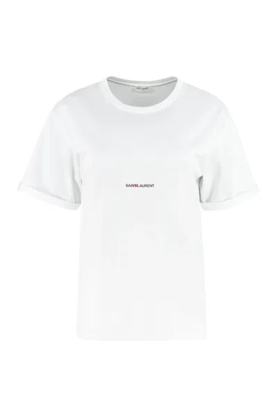 Saint Laurent Cotton Crew-neck T-shirt In White