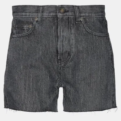 Pre-owned Saint Laurent Cotton Denim Shorts 25 In Grey
