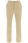 Saint Laurent Cotton Drill Pants In Eight Words In Beige