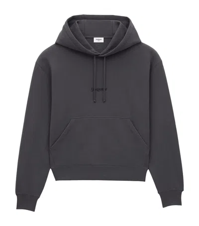 Saint Laurent Cotton Embroidered Logo Hoodie In Grey
