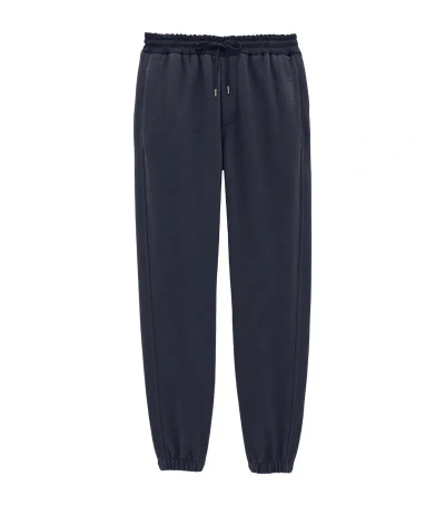 Saint Laurent Cotton Embroidered Logo Sweatpants In Blue