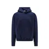 Saint Laurent Logo-embroidered Hooded Sweatshirt In Blue