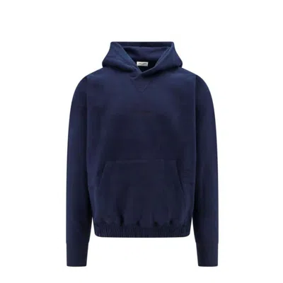 Saint Laurent Cotton Fleece Sweatshirt In Blue