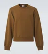 Saint Laurent Logo-embroidered Cotton Sweatshirt In Brown