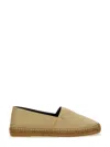 Saint Laurent Beige Espadrilles With Tonal Cassandre Embroidery On The Front And Almond Toe In Cotton Man In Black