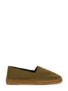Saint Laurent Brown Espadrilles With Tonal Cassandre Embroidery On The Side And Almond Toe In Cotton Man In Green