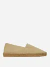 Saint Laurent Beige Espadrilles With Tonal Cassandre Embroidery On The Front And Almond Toe In Cotton Man In Black