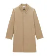 Saint Laurent Cotton Gabardine Faux-fur Lined Overcoat In Brown
