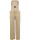 Saint Laurent Strapless Belted Jumpsuit In Beige