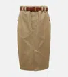 Saint Laurent Jupe Saharienne Gabardine De Coton Mercerisee In Beige