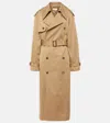Saint Laurent Double-breasted Cotton Twill Trench Coat In Beige