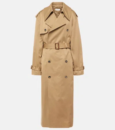 Saint Laurent Cotton Gabardine Trench Coat In Beige