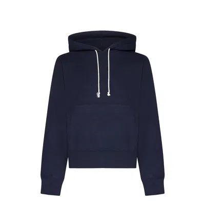 Saint Laurent Midnight Blu Cotton Sweatshirt In Black