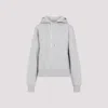 Saint Laurent Cotton Logo Hoodie In Gris Chine