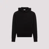 Saint Laurent Logo-embroidered Organic Cotton Hoodie In Noir