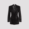 Saint Laurent Double-breasted Jacket In Wool In Noir