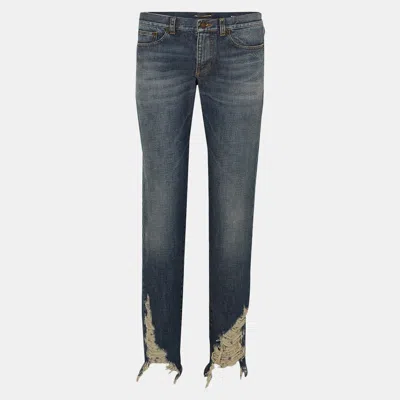 Pre-owned Saint Laurent Cotton Jeans 26 In Blue
