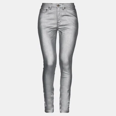 Pre-owned Saint Laurent Cotton Jeans 27 In Silver