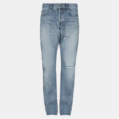 Pre-owned Saint Laurent Cotton Jeans 32 In Blue