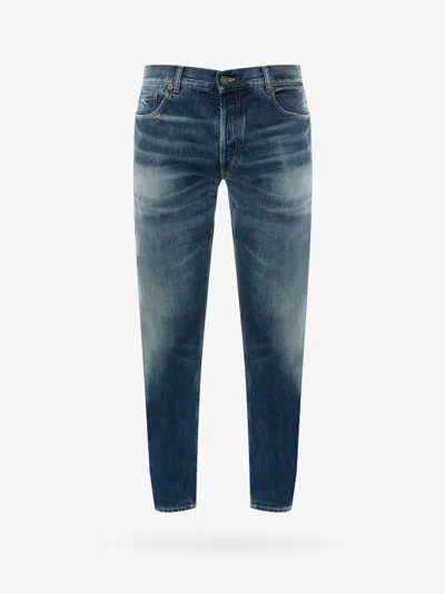 Saint Laurent Jeans In Cotone Con Patch Logo Posteriore