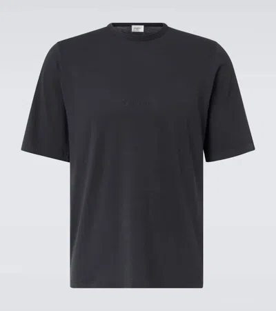 Saint Laurent Logo Cotton Jersey T-shirt In Black