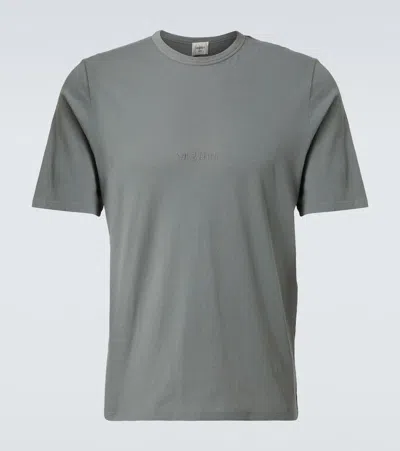 Saint Laurent Cotton Jersey T-shirt In Gris Vert Blanchi