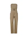 Saint Laurent Strapless Belted Jumpsuit In Beige