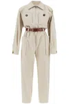 SAINT LAURENT COTTON JUMPSUIT WITH BELT