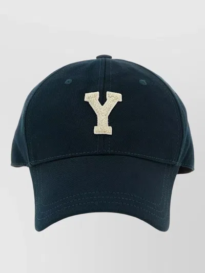 Saint Laurent Cotton Letterman Baseball Cap In Blue