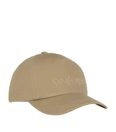 SAINT LAURENT COTTON-LINEN BASEBALL CAP