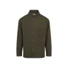 Saint Laurent Solferino Cotton Gabardine Overshirt With Cassandre Logo In Green