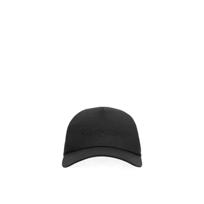 Saint Laurent Cotton Logo Baseball Cap In Black