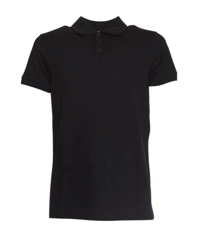 Saint Laurent Cotton Logo Polo Shirt In Black