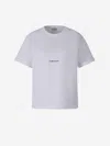 Saint Laurent Basic White T-shirt With Miiddle Logo Print In Cotton Woman