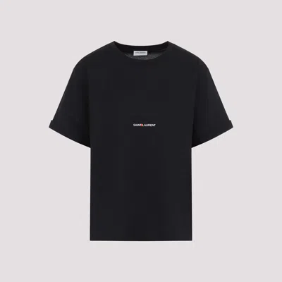 Saint Laurent Cotton Logo T-shirt In Black