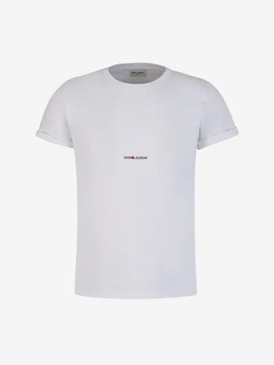 Saint Laurent Cotton Logo T-shirt In White