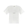 Saint Laurent Basic White T-shirt With Miiddle Logo Print In Cotton Woman In White