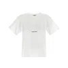 Saint Laurent Basic White T-shirt With Miiddle Logo Print In Cotton Woman In White