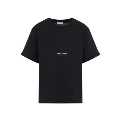 Saint Laurent Cotton Logo T-shirt Women In Black