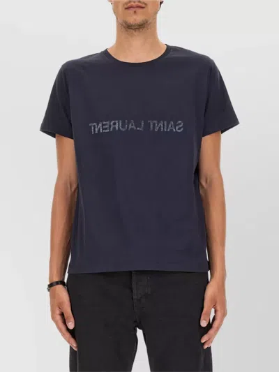 Saint Laurent Cotton Logo-print T-shirt In Blue
