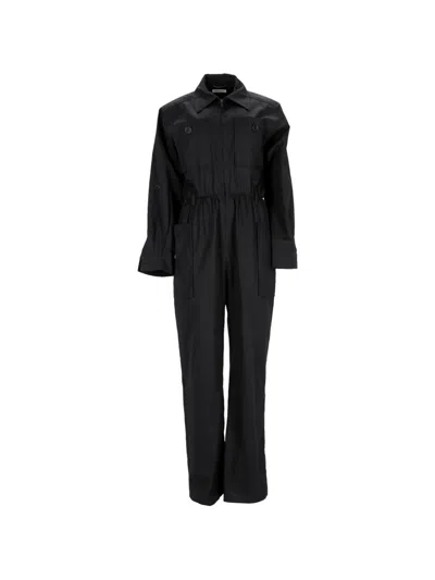 Pre-owned Saint Laurent Cotton Long-sleeve Jumpsuit In Black