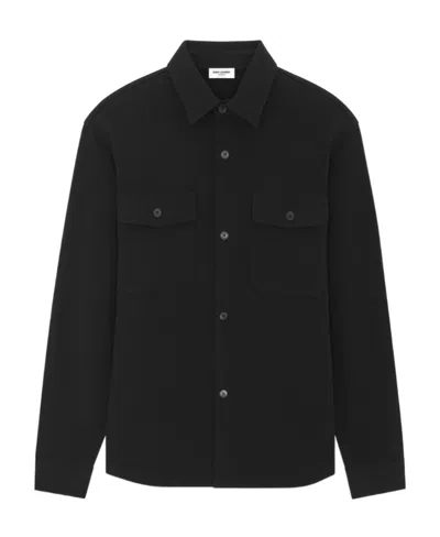Saint Laurent Cotton Long-sleeve Shirt In Black