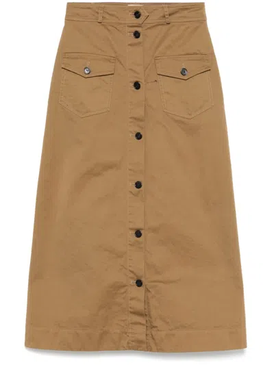 SAINT LAURENT COTTON MIDI SKIRT