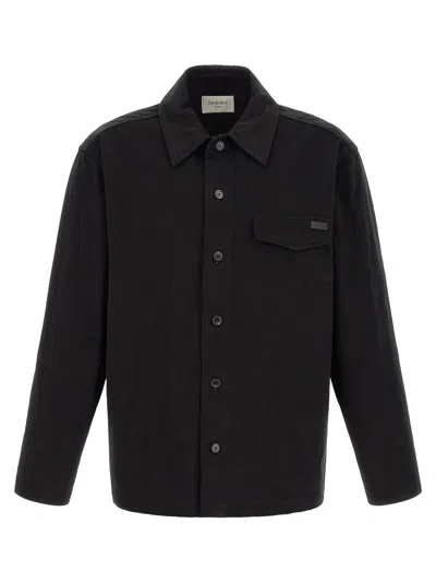Saint Laurent Patch Pocket Cotton Overshirt In Black