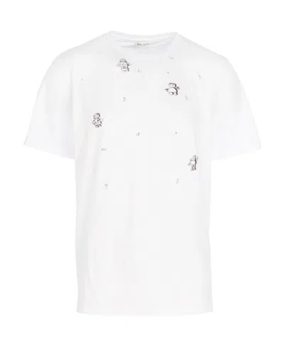 Saint Laurent Cotton Pattern Printed T-shirt In White